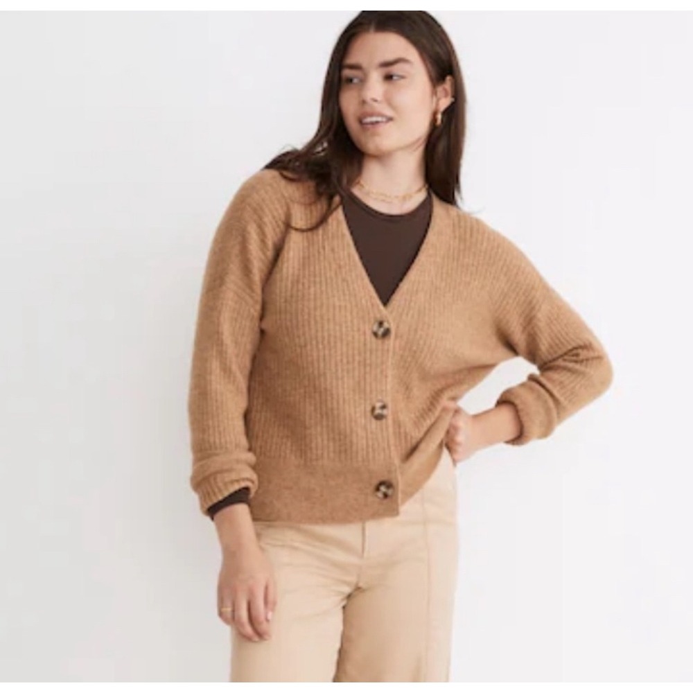 Madewell Cameron Ribbed Cardigan Size Medium Toffee